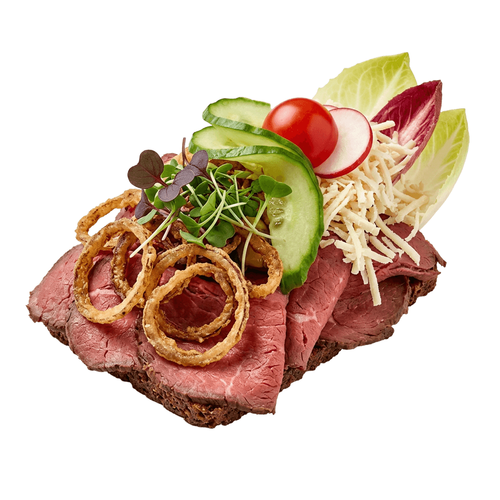 Håndskåren steg / med rødkål og agurkesalat