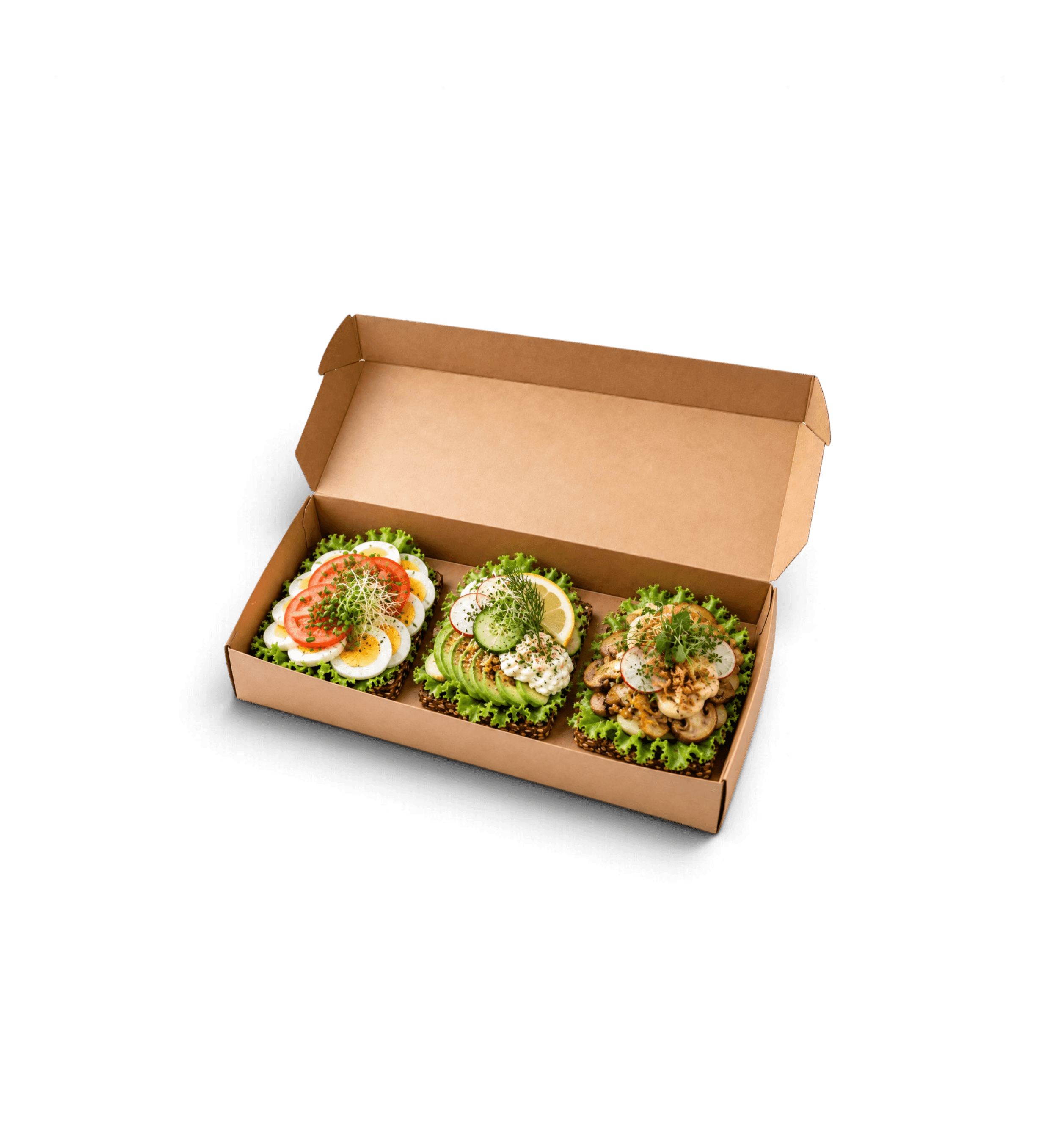 3 uspecificerede vegetar smørrebrød