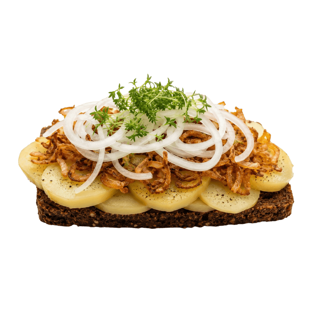 Kartofler med ristede og rå løg