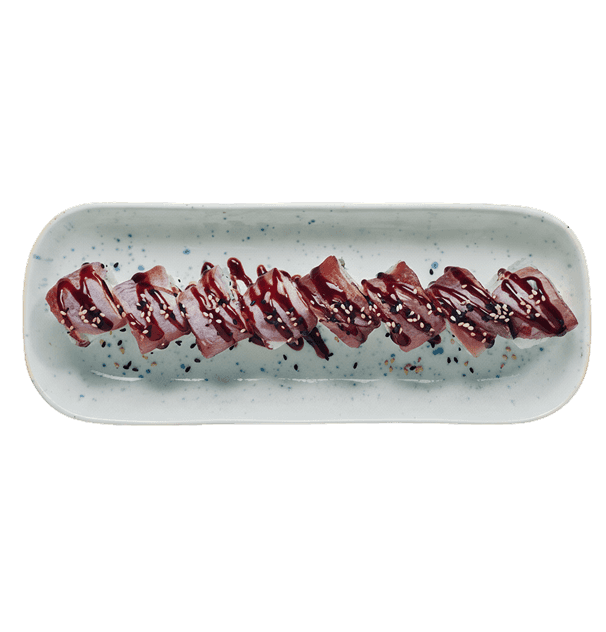 Ebi med flamberet tun (8 stk)