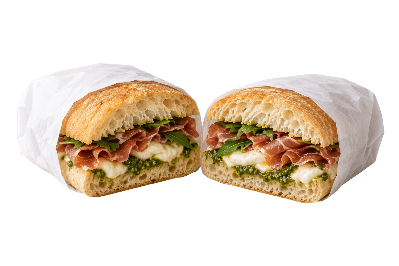 Panini with Serrano Ham, Mozzarella and Pesto