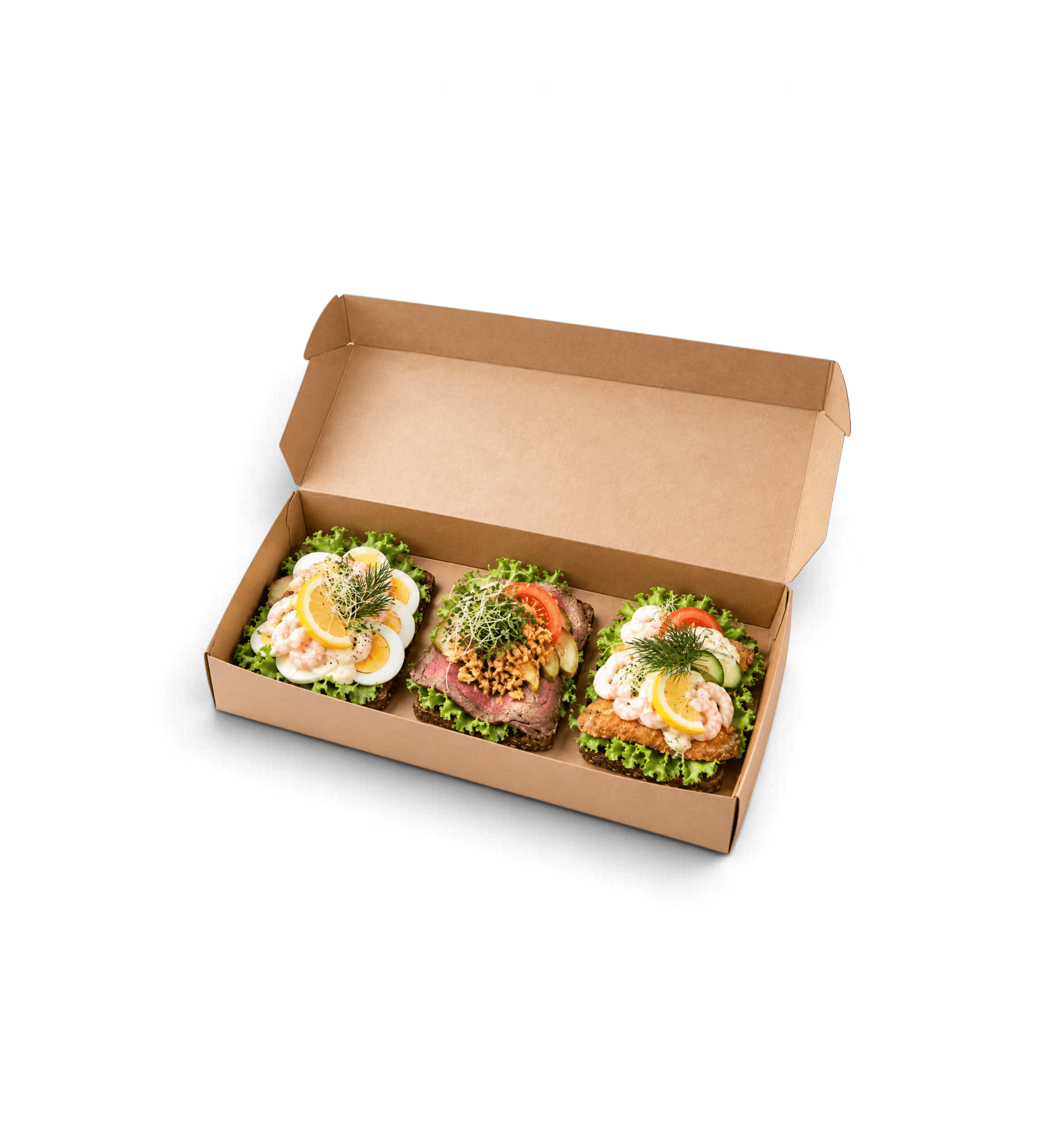 3 uspecificerede smørrebrød